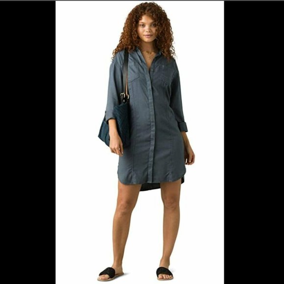 Prana Dresses & Skirts - PRANA Lightweight Doryan Tencel Brushed Denim Shirt Dress Size L